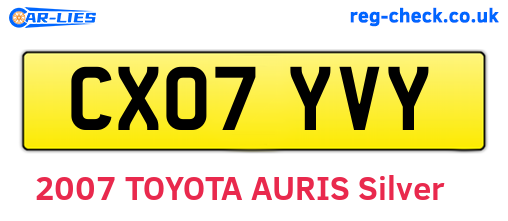 CX07YVY are the vehicle registration plates.