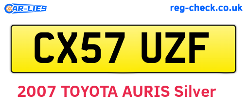 CX57UZF are the vehicle registration plates.