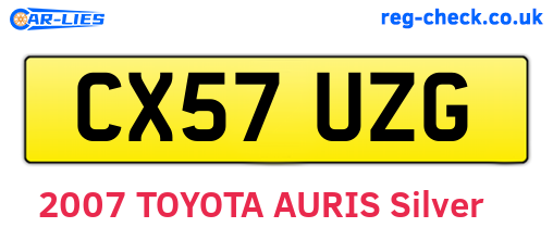 CX57UZG are the vehicle registration plates.