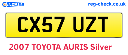CX57UZT are the vehicle registration plates.