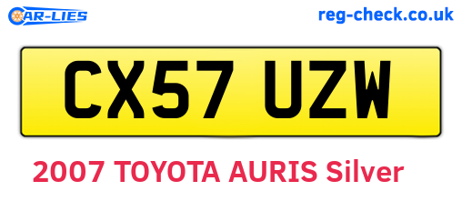 CX57UZW are the vehicle registration plates.