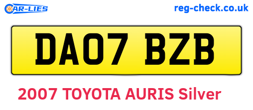 DA07BZB are the vehicle registration plates.