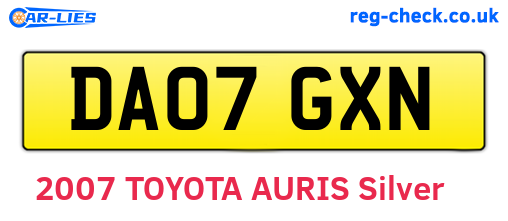 DA07GXN are the vehicle registration plates.