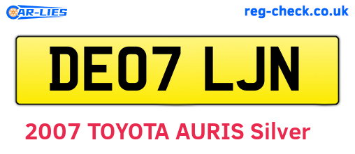 DE07LJN are the vehicle registration plates.