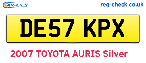 DE57KPX are the vehicle registration plates.