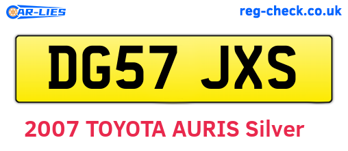 DG57JXS are the vehicle registration plates.