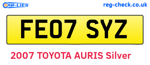 FE07SYZ are the vehicle registration plates.