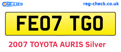 FE07TGO are the vehicle registration plates.