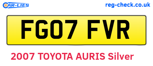 FG07FVR are the vehicle registration plates.