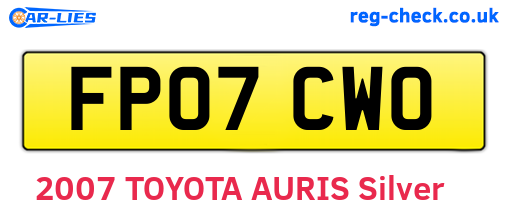 FP07CWO are the vehicle registration plates.