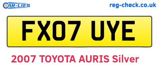 FX07UYE are the vehicle registration plates.