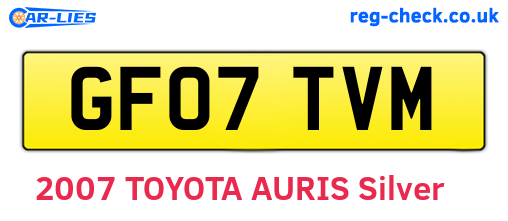 GF07TVM are the vehicle registration plates.