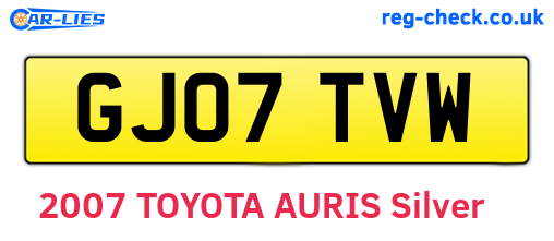 GJ07TVW are the vehicle registration plates.