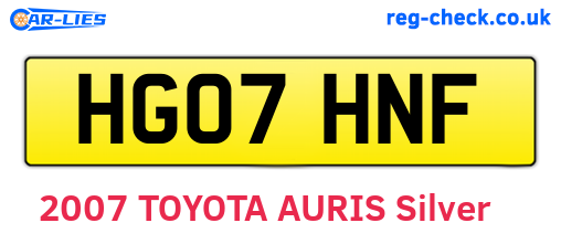 HG07HNF are the vehicle registration plates.