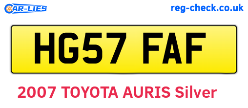 HG57FAF are the vehicle registration plates.