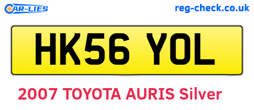 HK56YOL are the vehicle registration plates.