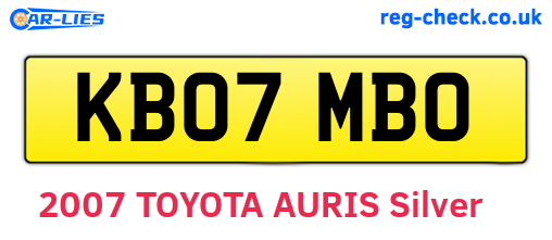 KB07MBO are the vehicle registration plates.