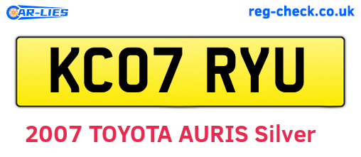 KC07RYU are the vehicle registration plates.