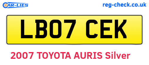 LB07CEK are the vehicle registration plates.