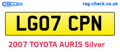 LG07CPN are the vehicle registration plates.