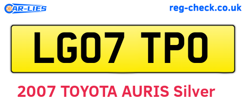 LG07TPO are the vehicle registration plates.