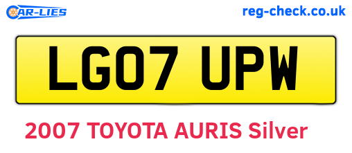 LG07UPW are the vehicle registration plates.