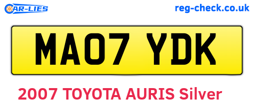 MA07YDK are the vehicle registration plates.