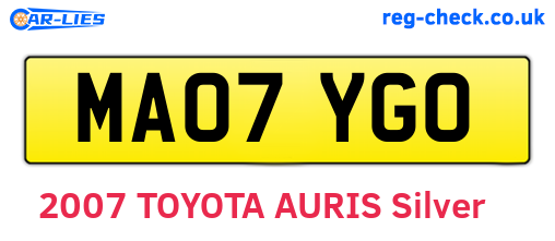 MA07YGO are the vehicle registration plates.