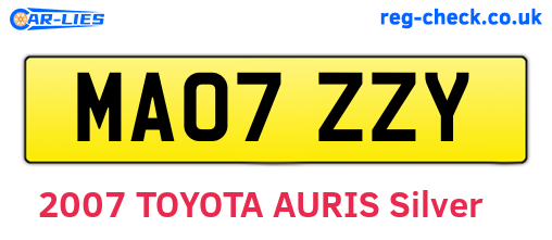 MA07ZZY are the vehicle registration plates.