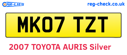 MK07TZT are the vehicle registration plates.
