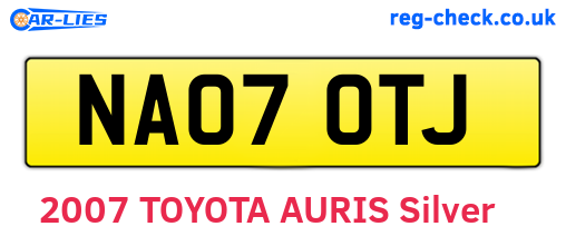 NA07OTJ are the vehicle registration plates.