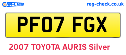 PF07FGX are the vehicle registration plates.