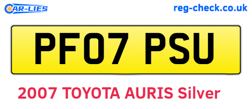 PF07PSU are the vehicle registration plates.