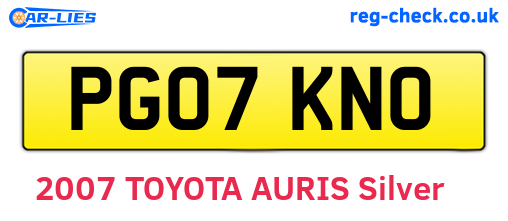 PG07KNO are the vehicle registration plates.