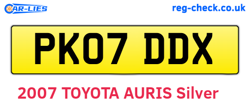 PK07DDX are the vehicle registration plates.