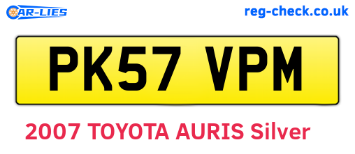 PK57VPM are the vehicle registration plates.
