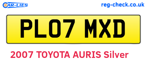 PL07MXD are the vehicle registration plates.