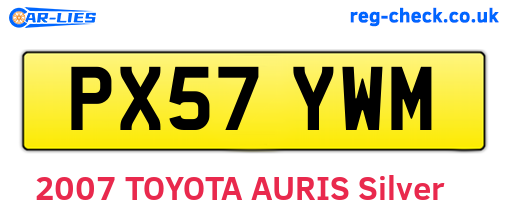 PX57YWM are the vehicle registration plates.