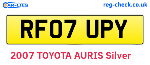 RF07UPY are the vehicle registration plates.