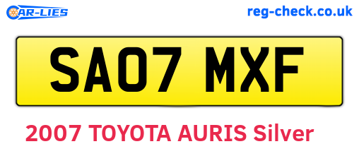 SA07MXF are the vehicle registration plates.