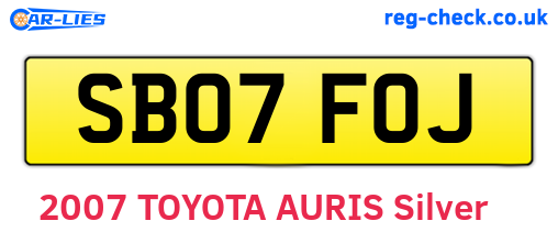 SB07FOJ are the vehicle registration plates.