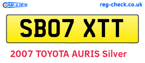 SB07XTT are the vehicle registration plates.