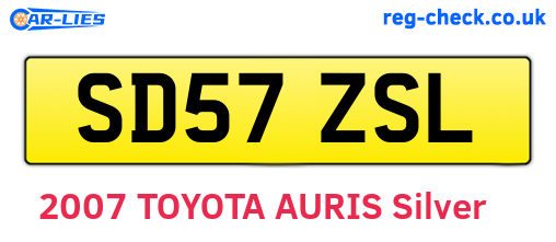 SD57ZSL are the vehicle registration plates.
