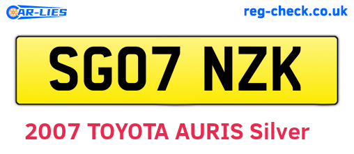 SG07NZK are the vehicle registration plates.