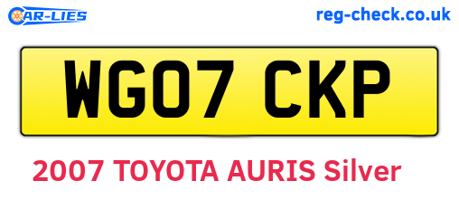 WG07CKP are the vehicle registration plates.