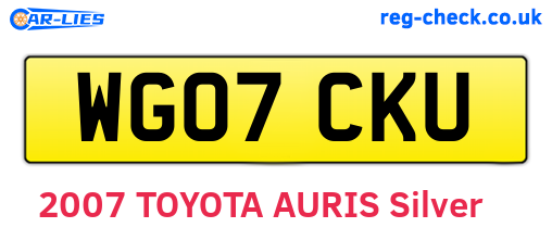 WG07CKU are the vehicle registration plates.