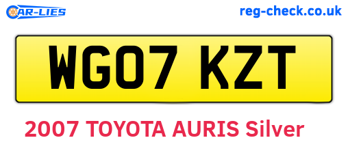 WG07KZT are the vehicle registration plates.