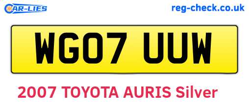 WG07UUW are the vehicle registration plates.