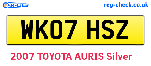 WK07HSZ are the vehicle registration plates.
