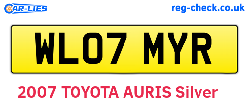 WL07MYR are the vehicle registration plates.